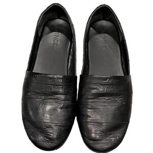 Vince Black Bogart Eelskin Leather Flats Loafers Slip On Shoes
